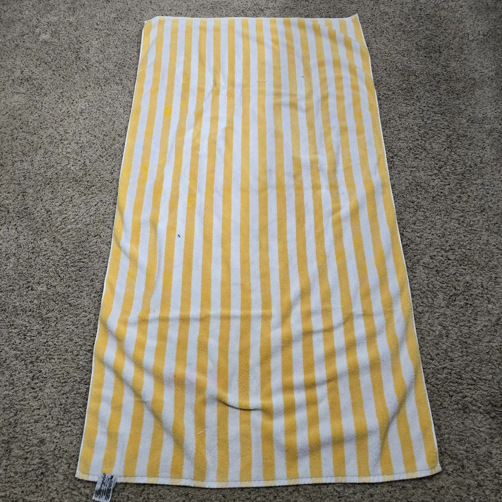 Vintage 80's Giorgio Beverly Hills Yellow Striped Beach Towel